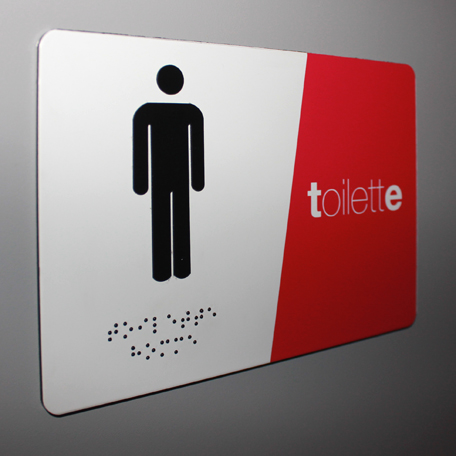 Plaque de porte braille wc homme