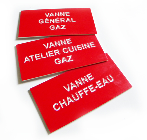 plaque gravée vanne gaz